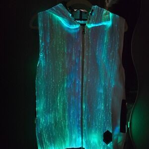 INLIGHTEN Sleeveless Hooded Vest LED Light Up White Size Small Club Party Wear‎